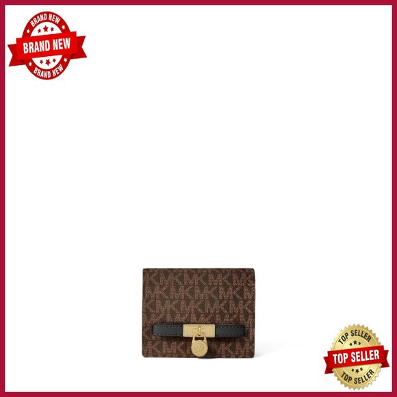 Small Leather Wallet with Belted Padlock Detail Multiple Pockets